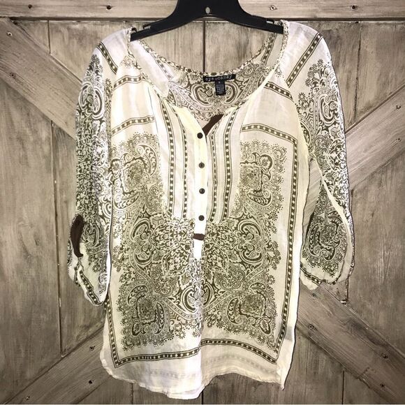 Eye Candy Paisley Printed Top Blouse Shirt - Picture 4 of 8